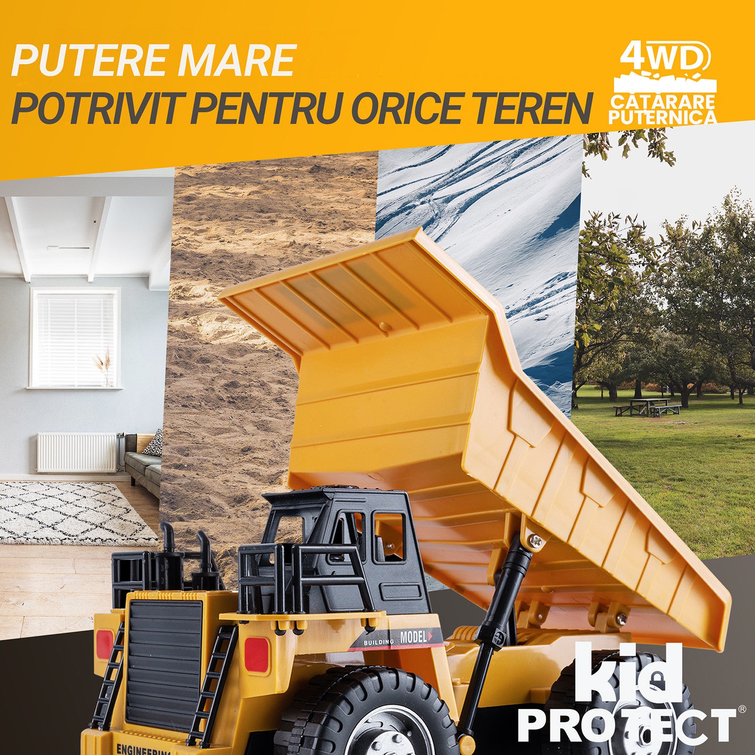 Basculanta Super Realista Cu Telecomanda Pentru Copii KidProtect RockHauler X