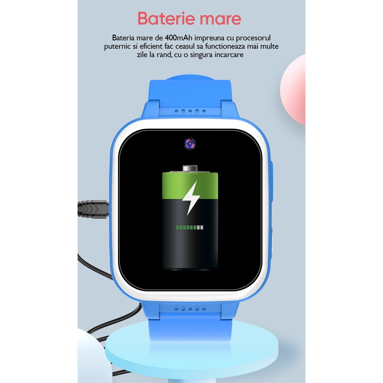 Ceas smartwatch copii Techone® Y90 Pro Plus+, Albastru
