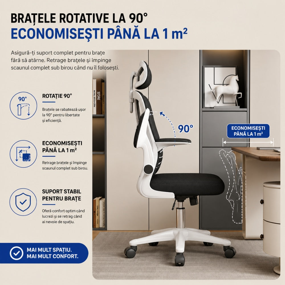 Scaun De Birou Directorial Ergonomic KD Home Ergonex, Negru