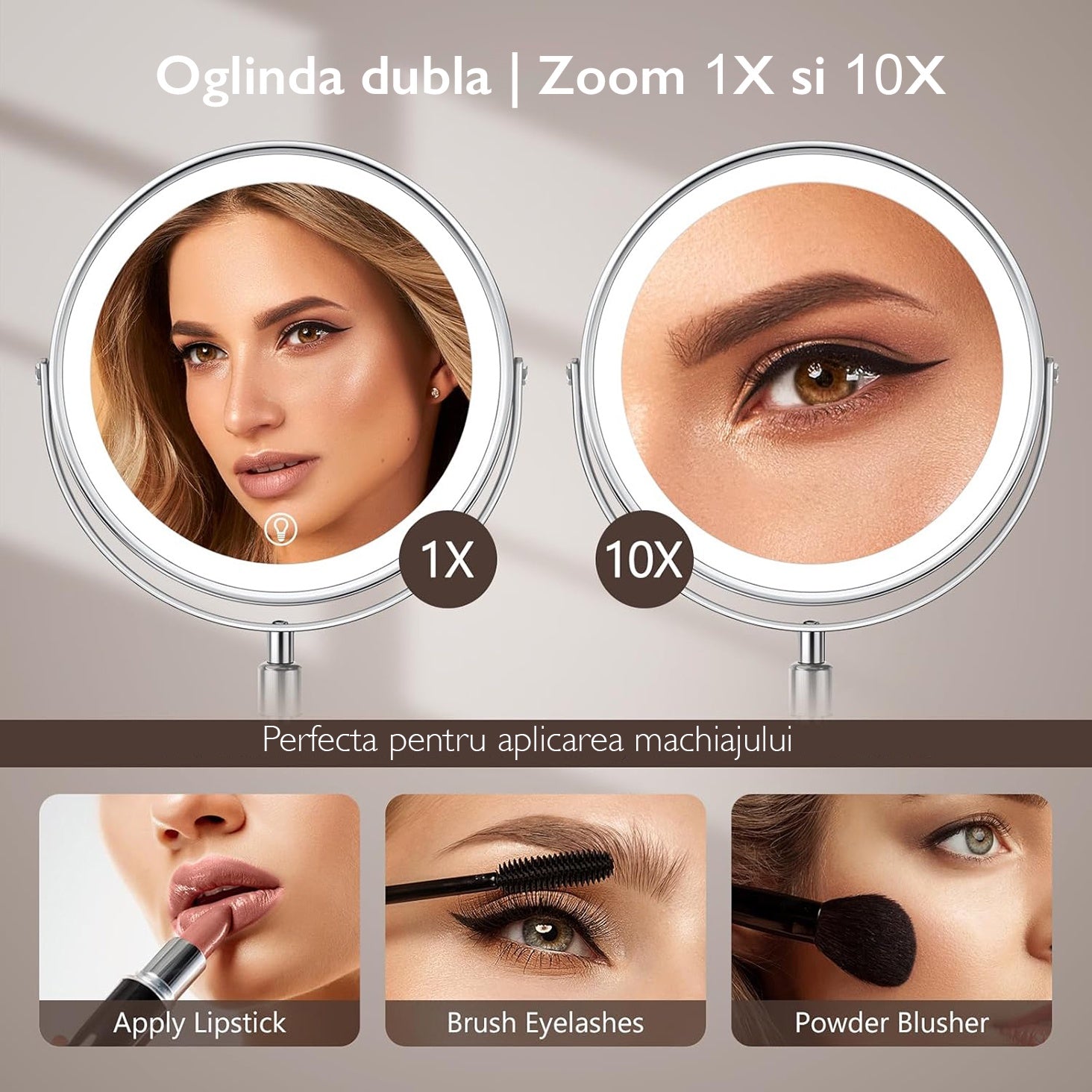 Oglinda Cosmetica Cu Led Pentru Machiaj KD Home® RoyalReflect 10X