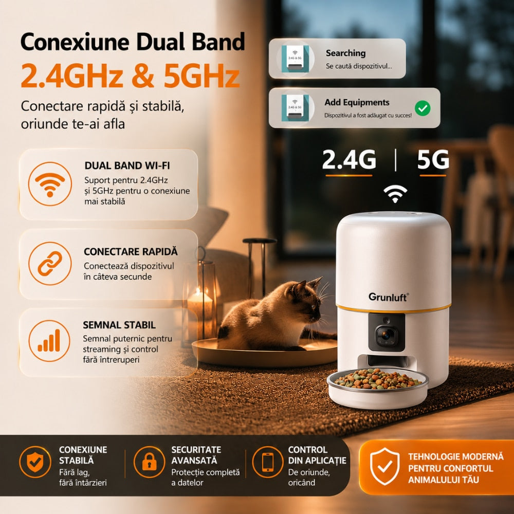 Dozator Mancare Automat Grunluft F05 WiFi