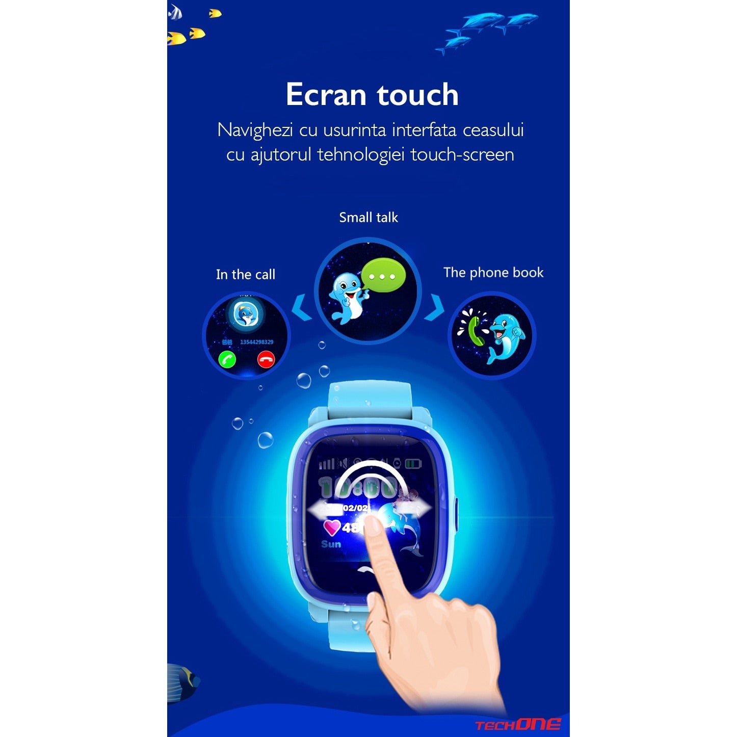 Ceas Smartwatch GPS Copii Cu Localizare Si Telefon Techone® WonderWatch, Roz