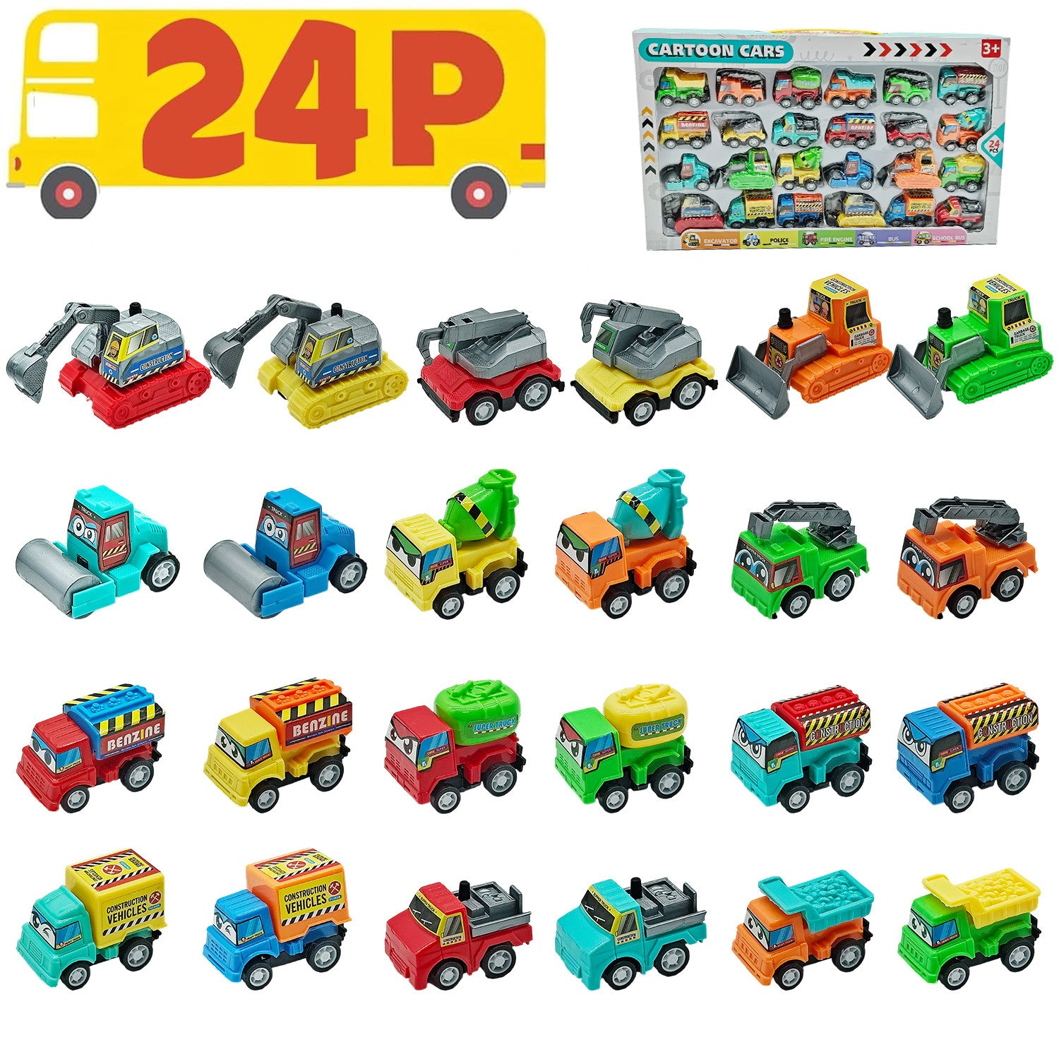 Set 24 Masinute Pentru Copii, KidProtect All Round Cars