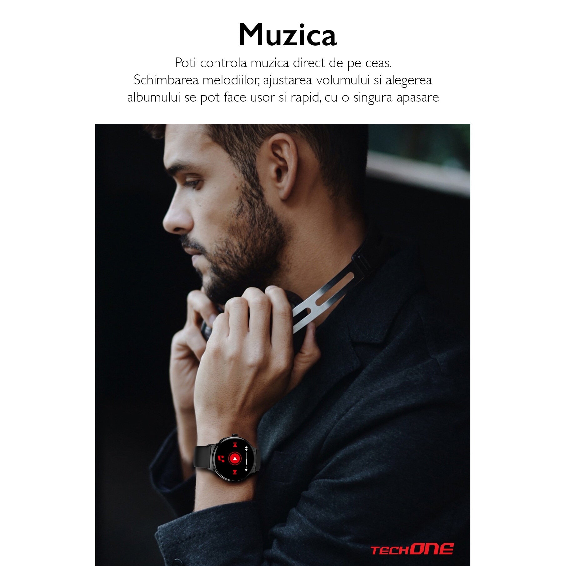 Ceas Smartwatch Barbati TechONE® NeoWrist Pro, Negru