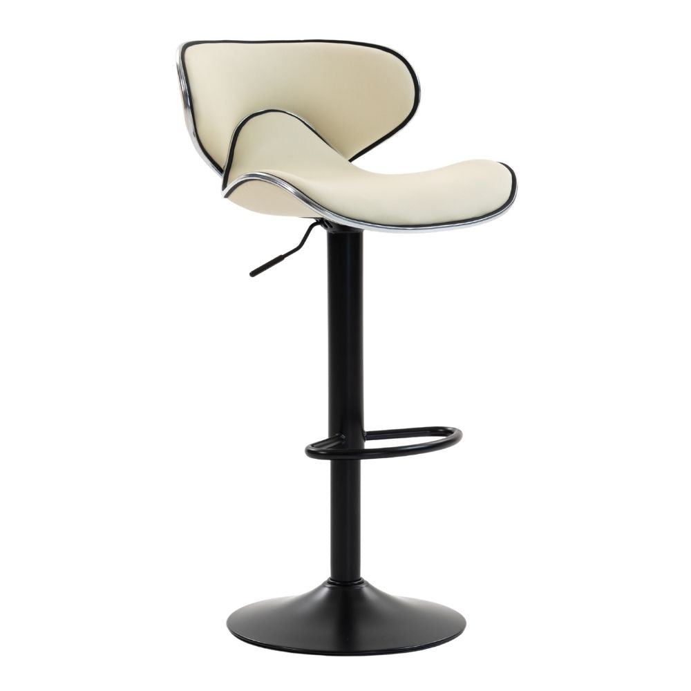 Set 2 x Scaun de Bar Inalt Cu Spatar KD Home Sky Vintage, Crem