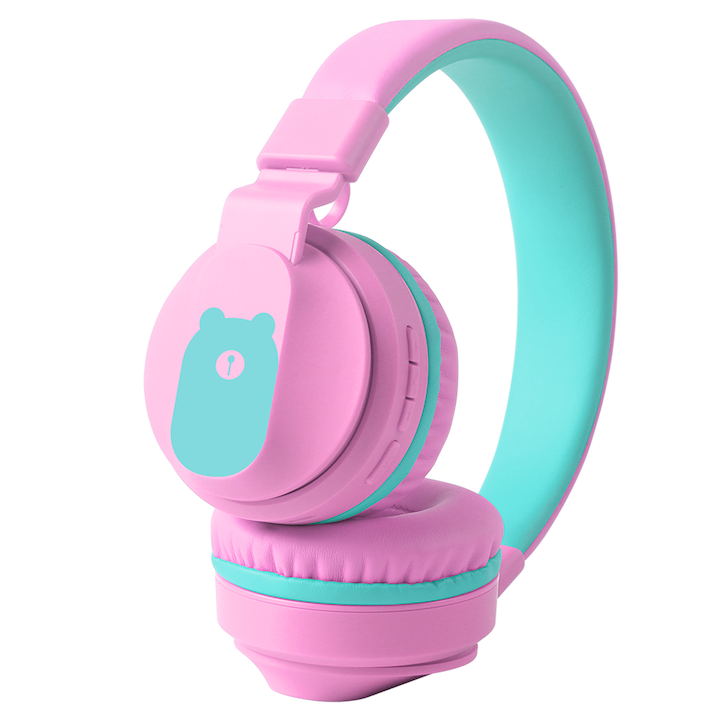 Casti audio wireless copii DinoPlay DP10 Pro, Roz