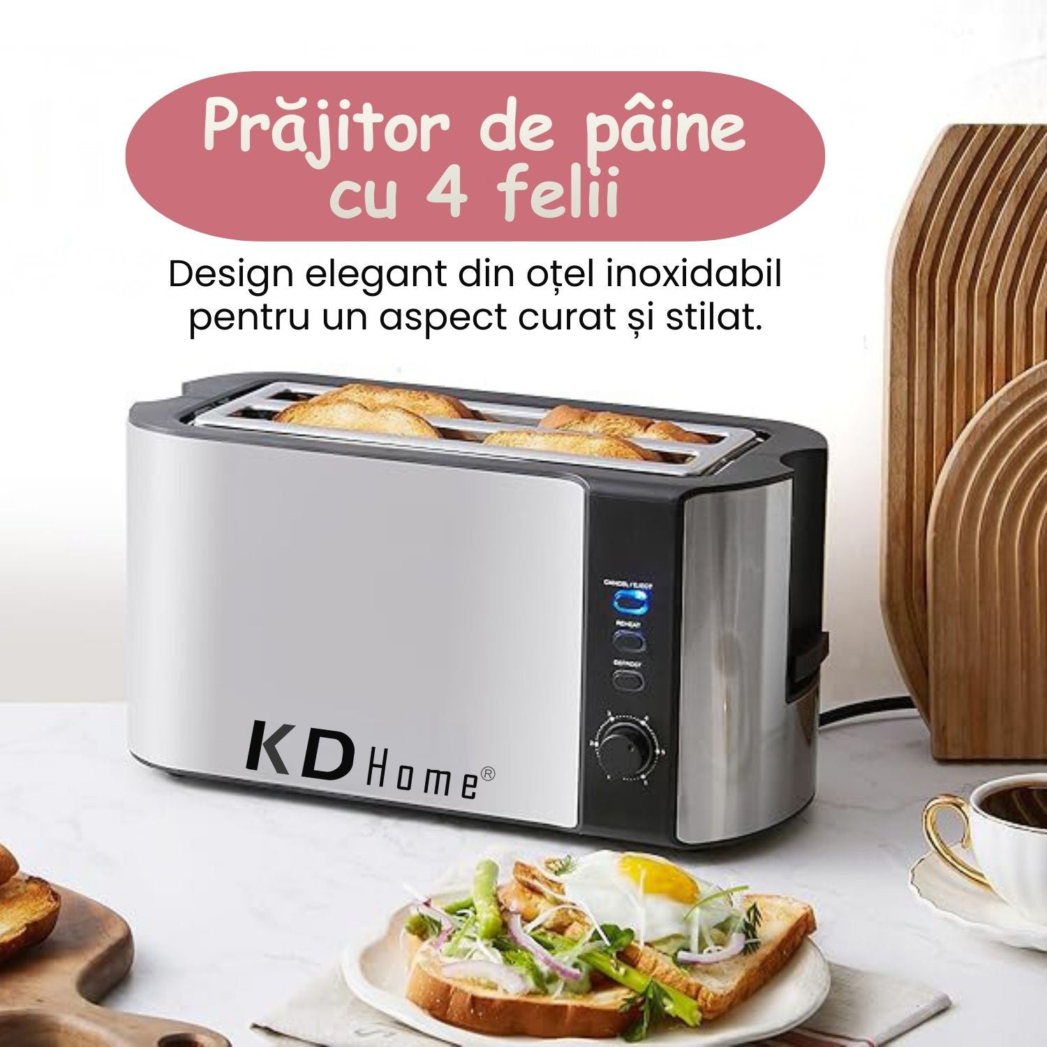 Prajitor de Paine 4 Felii Tip Toaster KD Home ToastElite Quad
