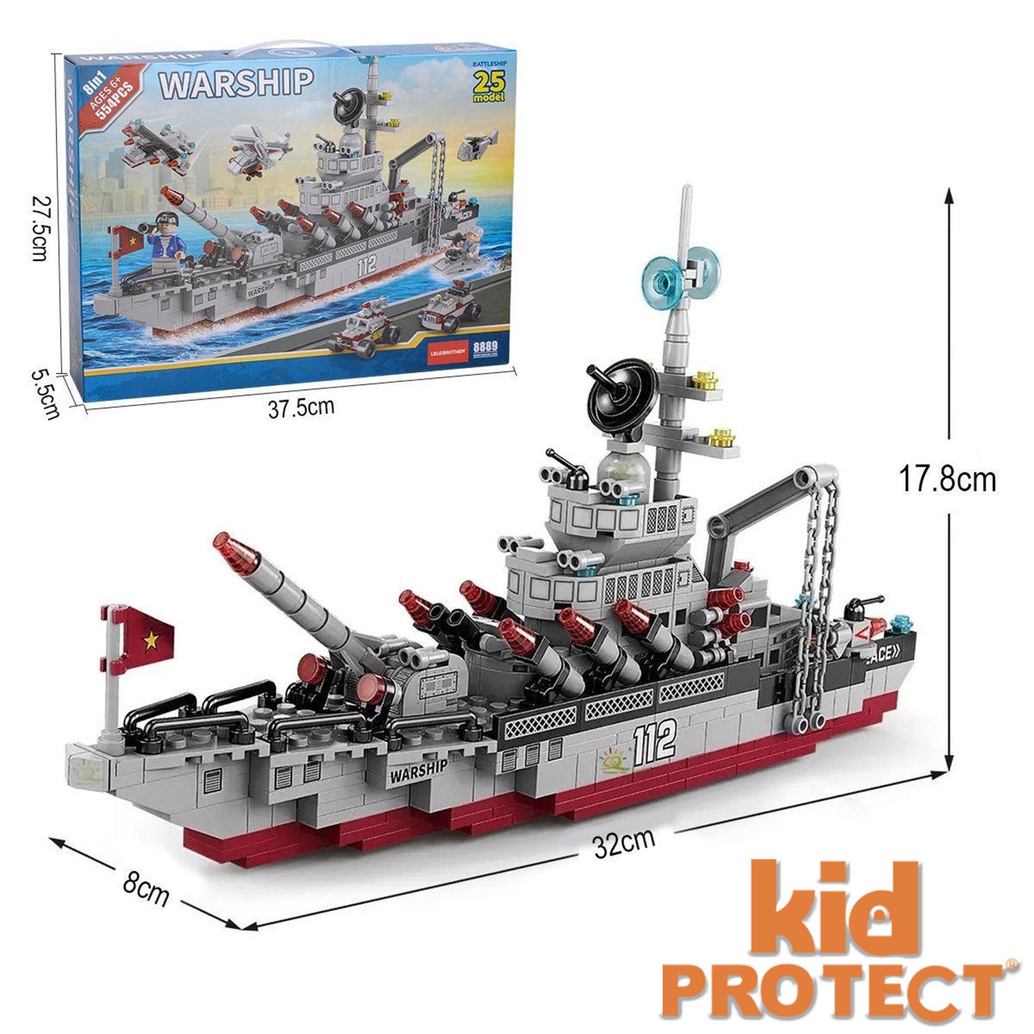 Set de Constructie cu Piese Tip Lego 8 in 1 Kidprotect NavalForge