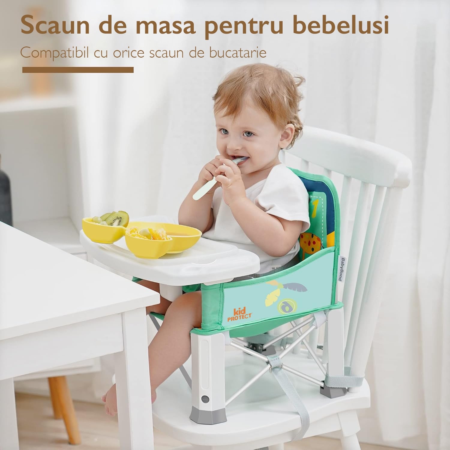 Scaun de Masa Portabil 2 in 1 Pentru Bebelusi si Copii, KidProtect® Easy Mom