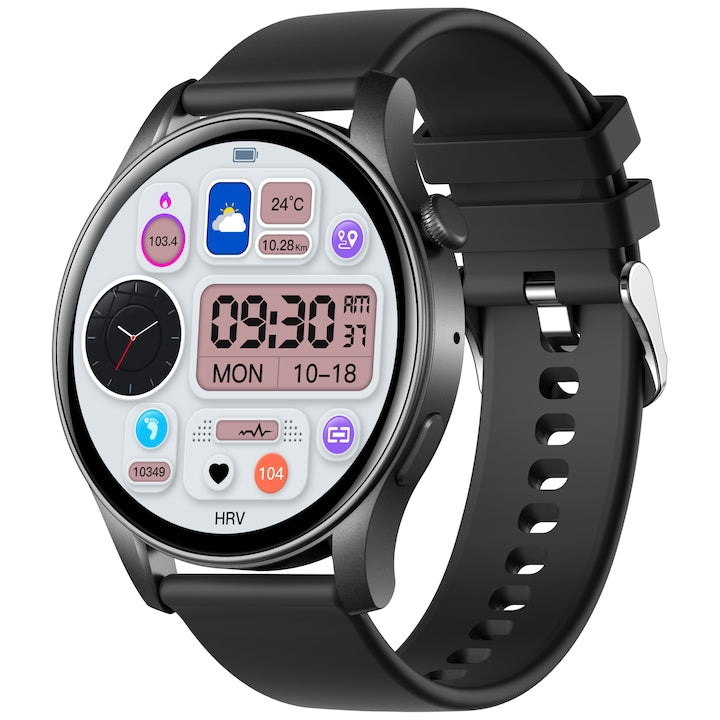 Ceas Smartwatch Unisex TechONE® KC88 Fine Life, Negru