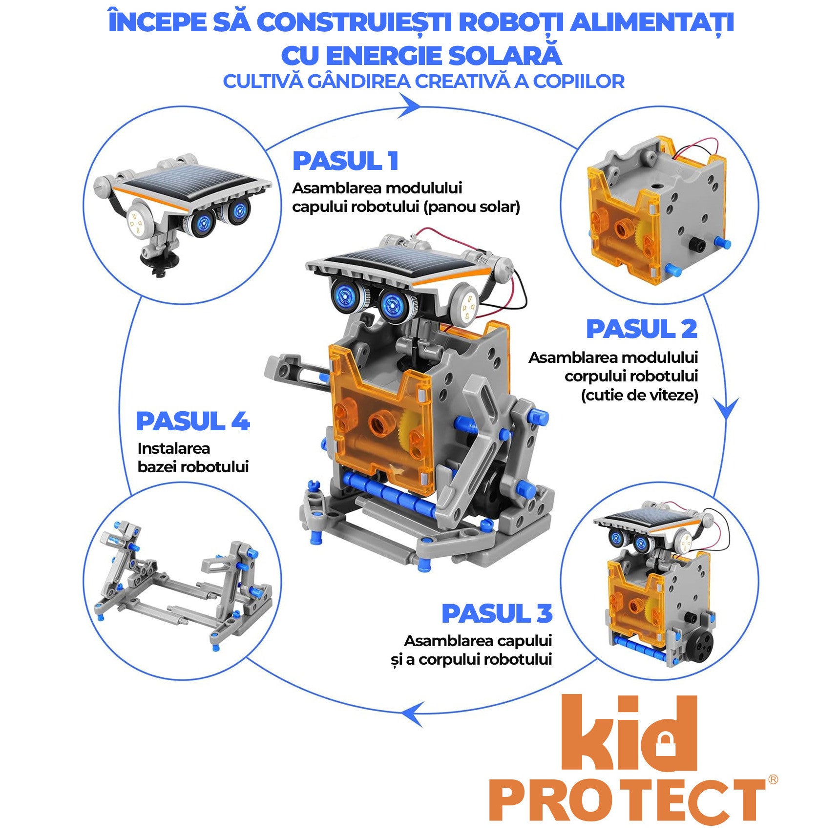 Set De Creatie Roboti Cu Energie Solara KidProtect SolarBotix 13-in-1