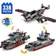 Set de Constructie cu Piese Tip Blocuri Constructie 338 Piese MiniBric 3 in 1 Military Boat