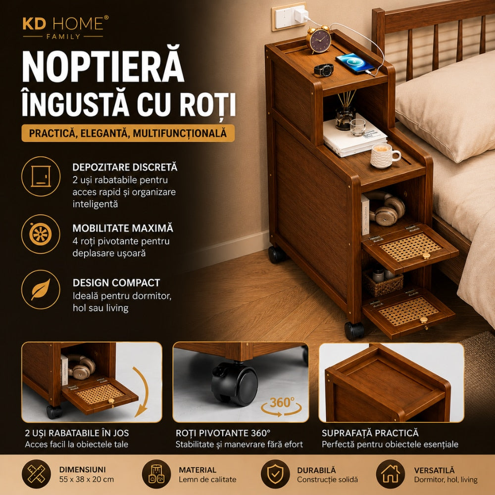 Noptiera Ingusta cu Roti KD Home Family