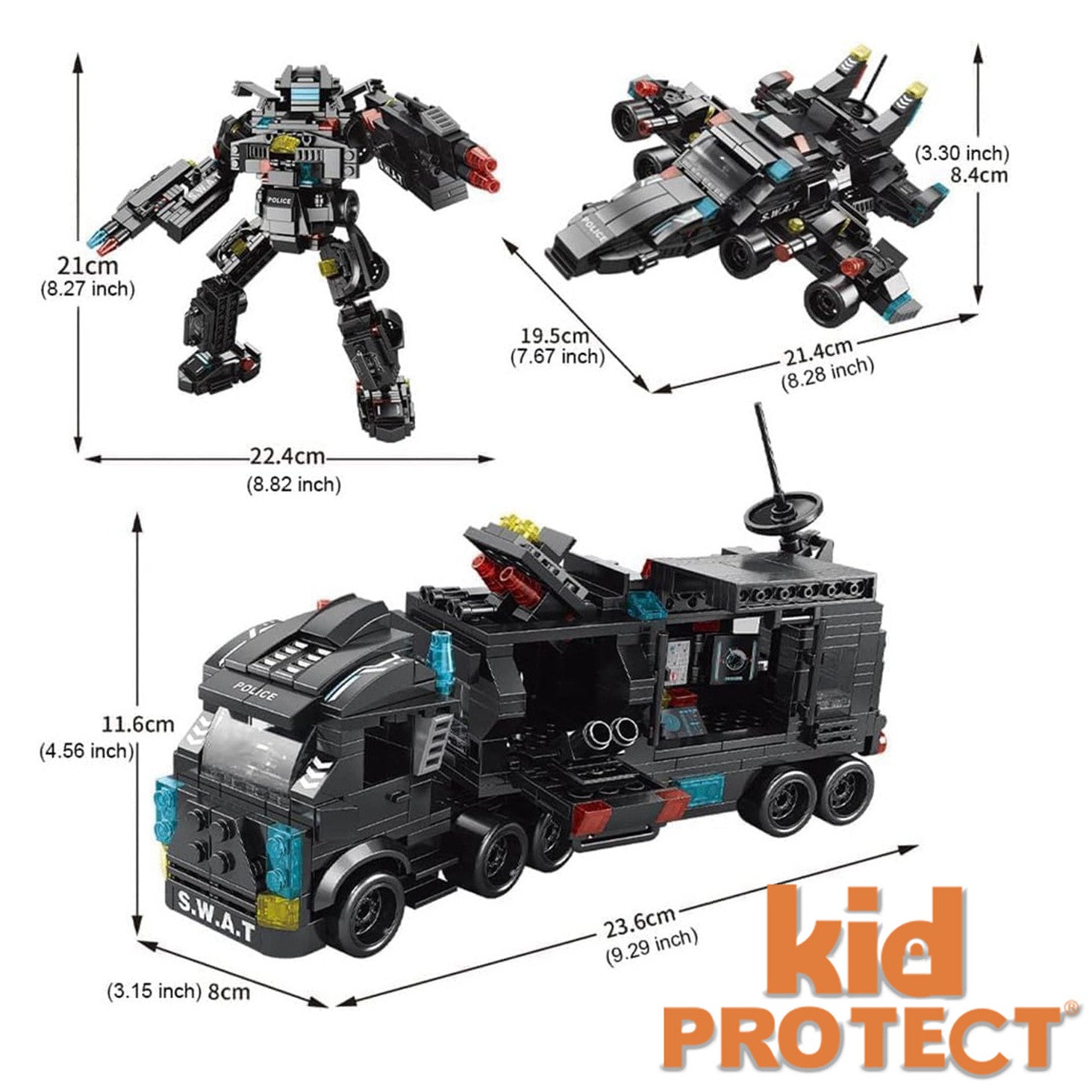 Set de Constructie cu Piese Tip Lego 8 in 1 Kidprotect City Swat