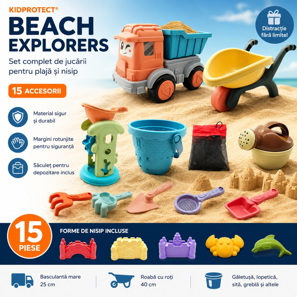 Set Jucarii de Plaja si Nisip KidProtect Beach Explorers