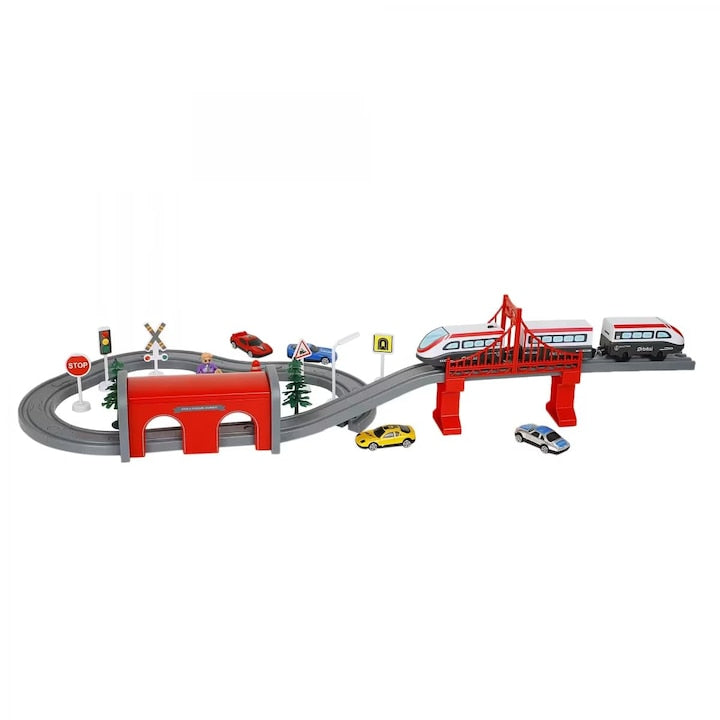 Circuit Trenulet de Jucarie Electric Copii KidProtect® Lightning Express, 67 Piese