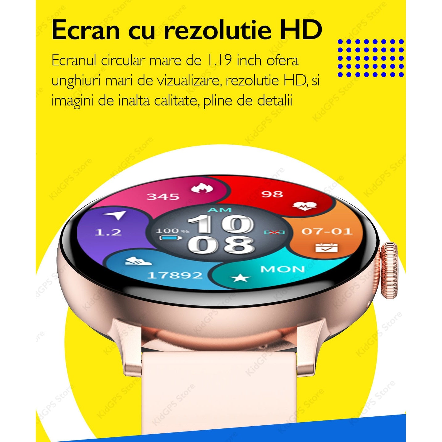 Ceas smartwatch femei TechONE™ DT2, Negru