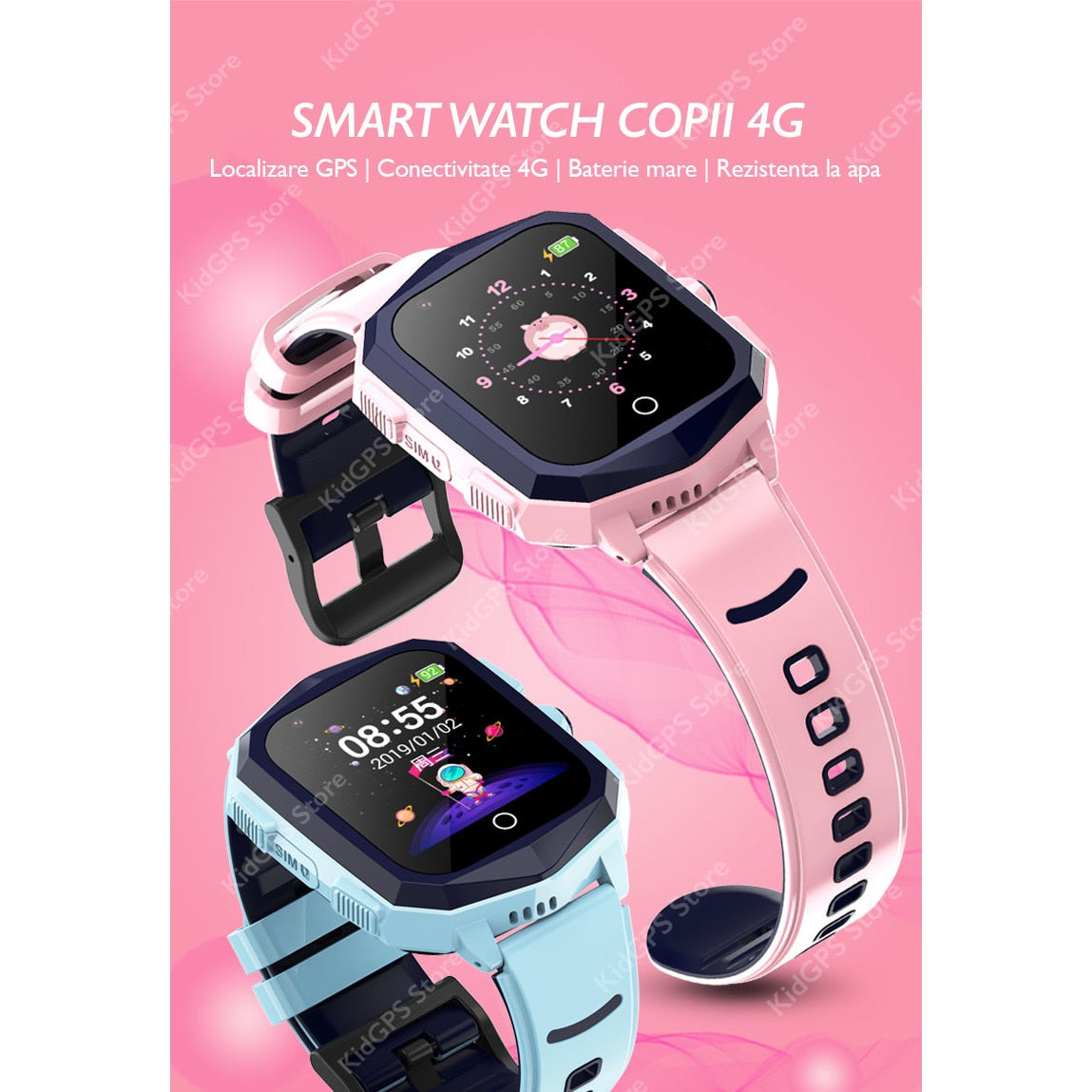 Ceas smartwatch GPS copii Techone™ KT20S 4G, Negru