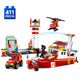 Set de Constructie cu Piese Tip Blocuri Constructie 411 Piese MiniBric Fire Rescue Boat,
