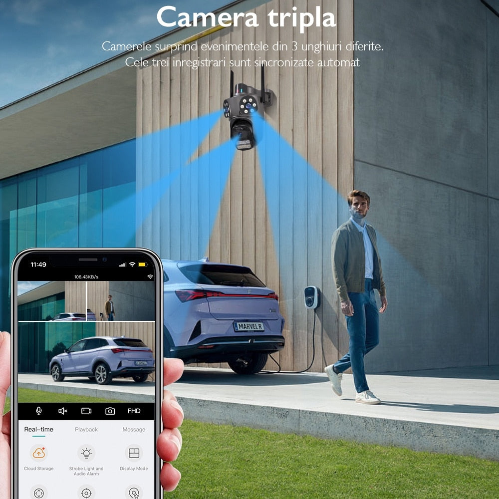 Camera de Supraveghere Tripla Wireless CCTV Loosafe® SecureSight