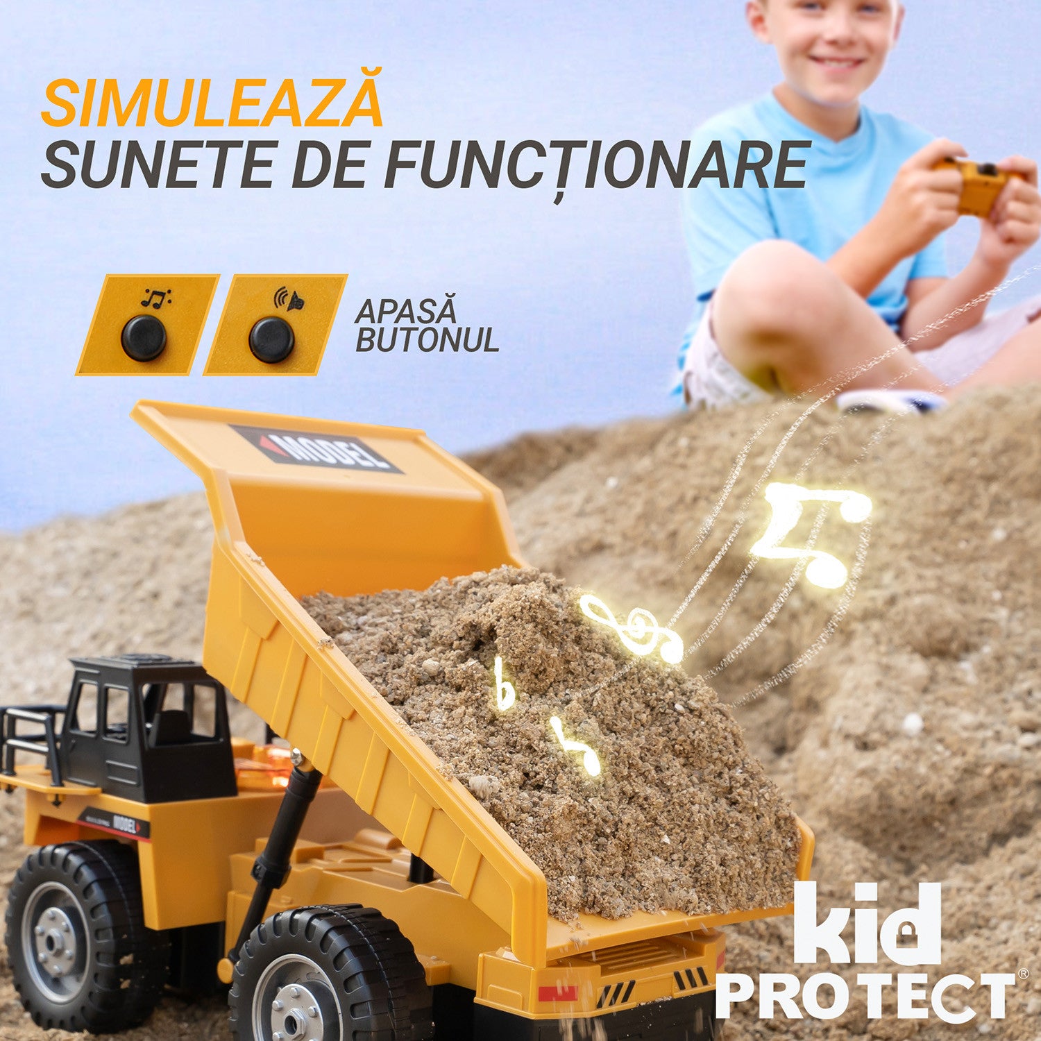 Basculanta Super Realista Cu Telecomanda Pentru Copii KidProtect RockHauler X