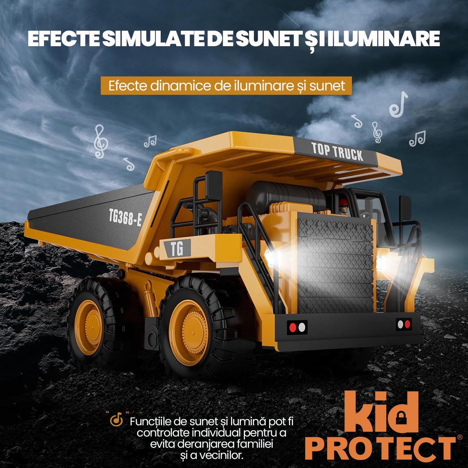 Basculanta Cu Telecomanda Pentru Copii KidProtect TitanDump RC