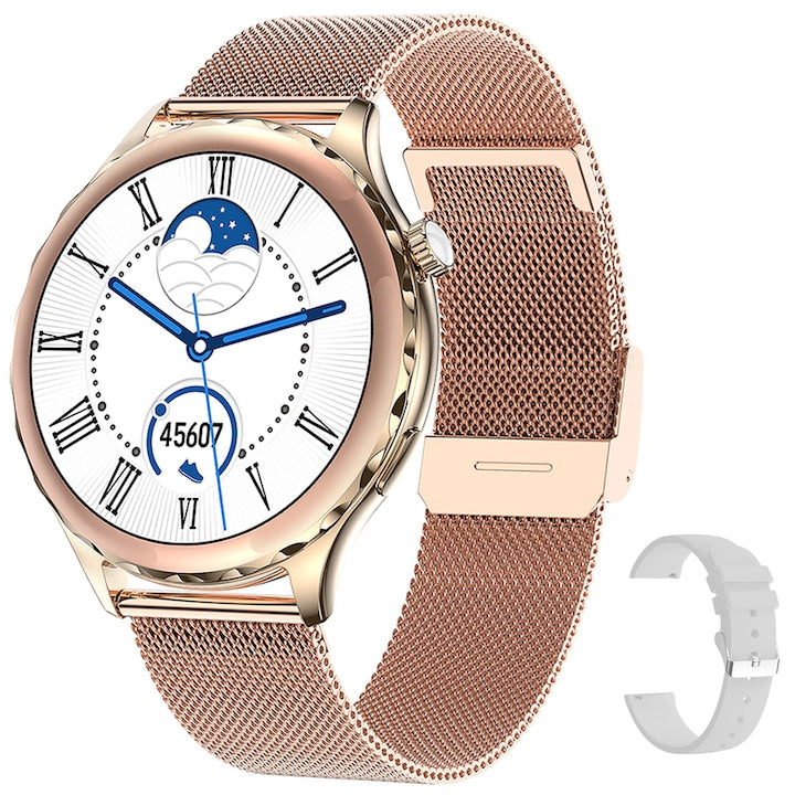 Smartwatch si bratara fitness TechONE® AK43 Diamond, Gold