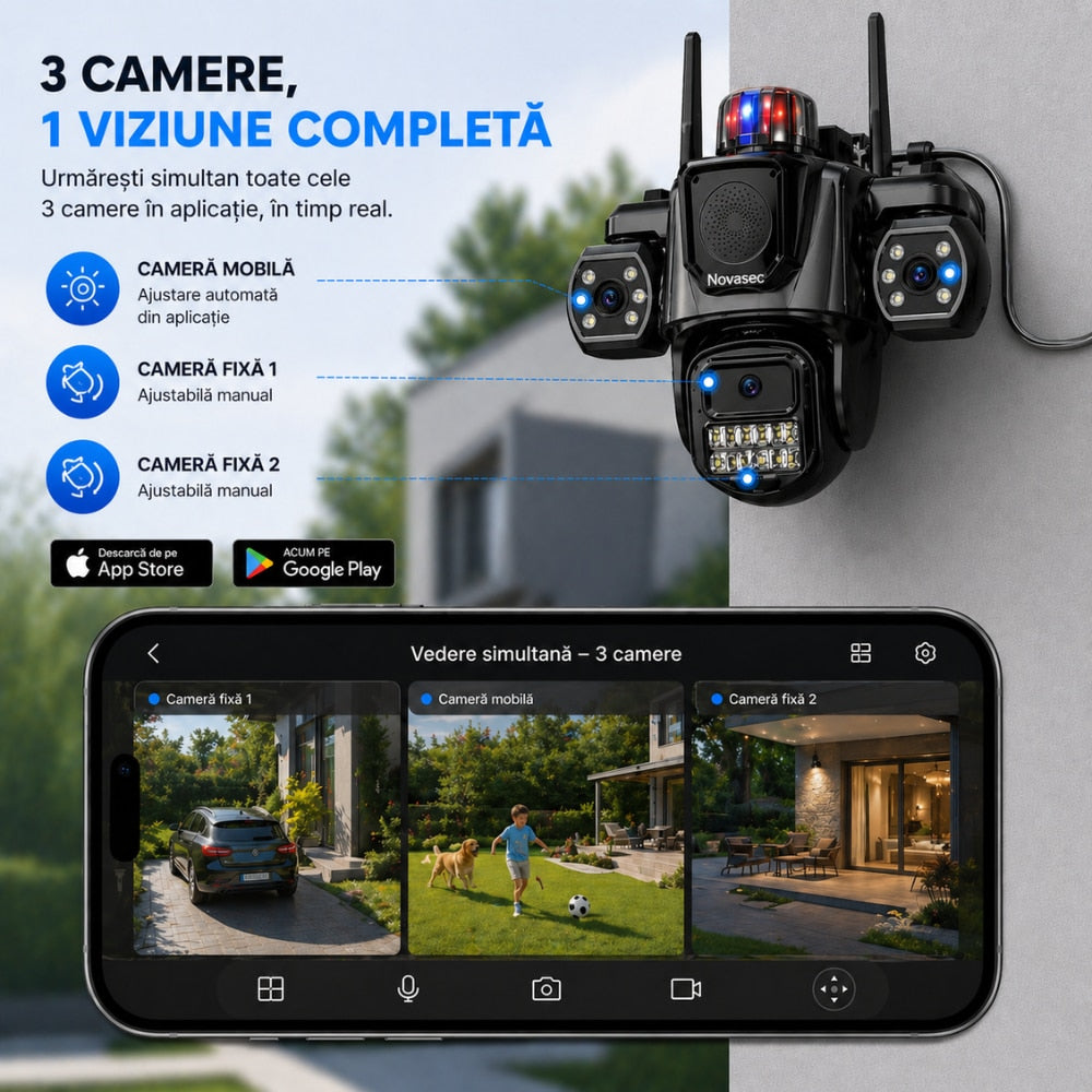 Camera De Supraveghere CCTV Vdeo Exterior Tripla 4G Novasec NovaGuard DuoCore