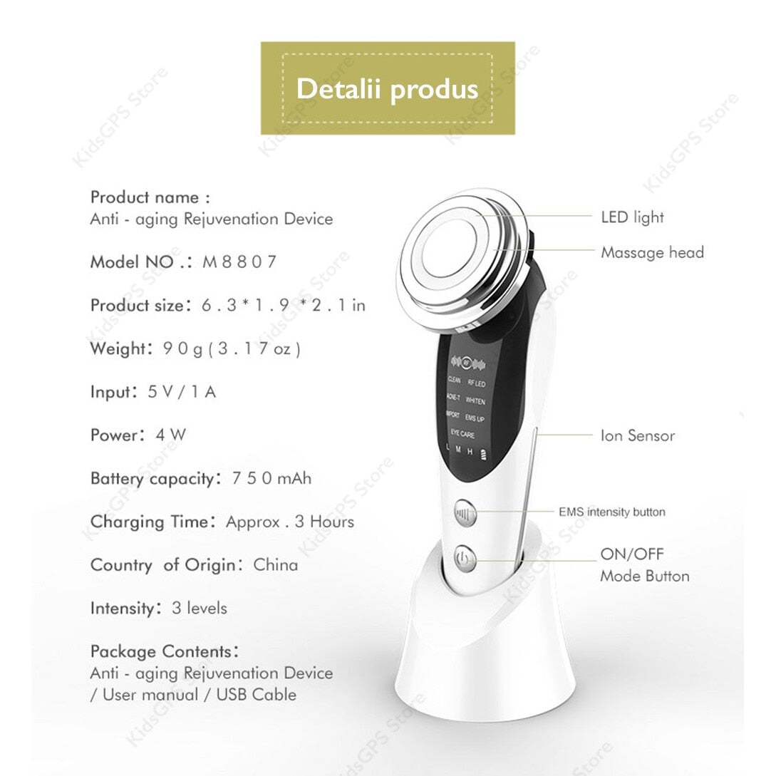 Aparat profesional pentru tratament facial si intinerirea pielii 7 in 1 Horigen®