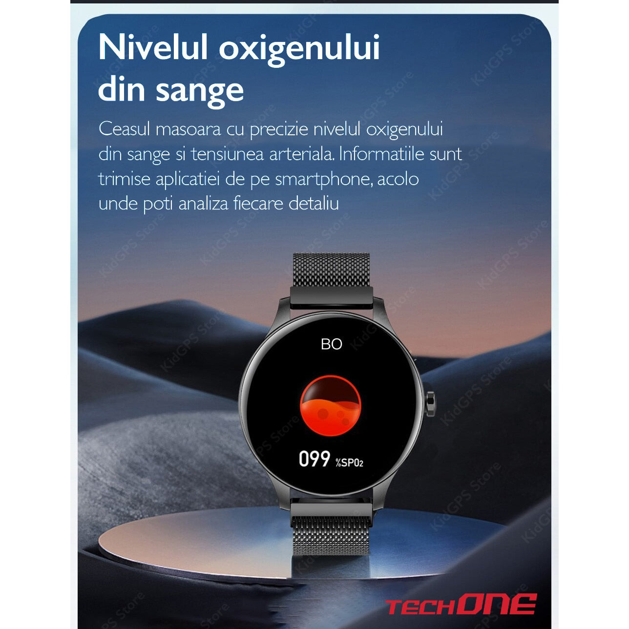 Ceas smartwatch si bratara fitness femei TechONE NY20, Roz