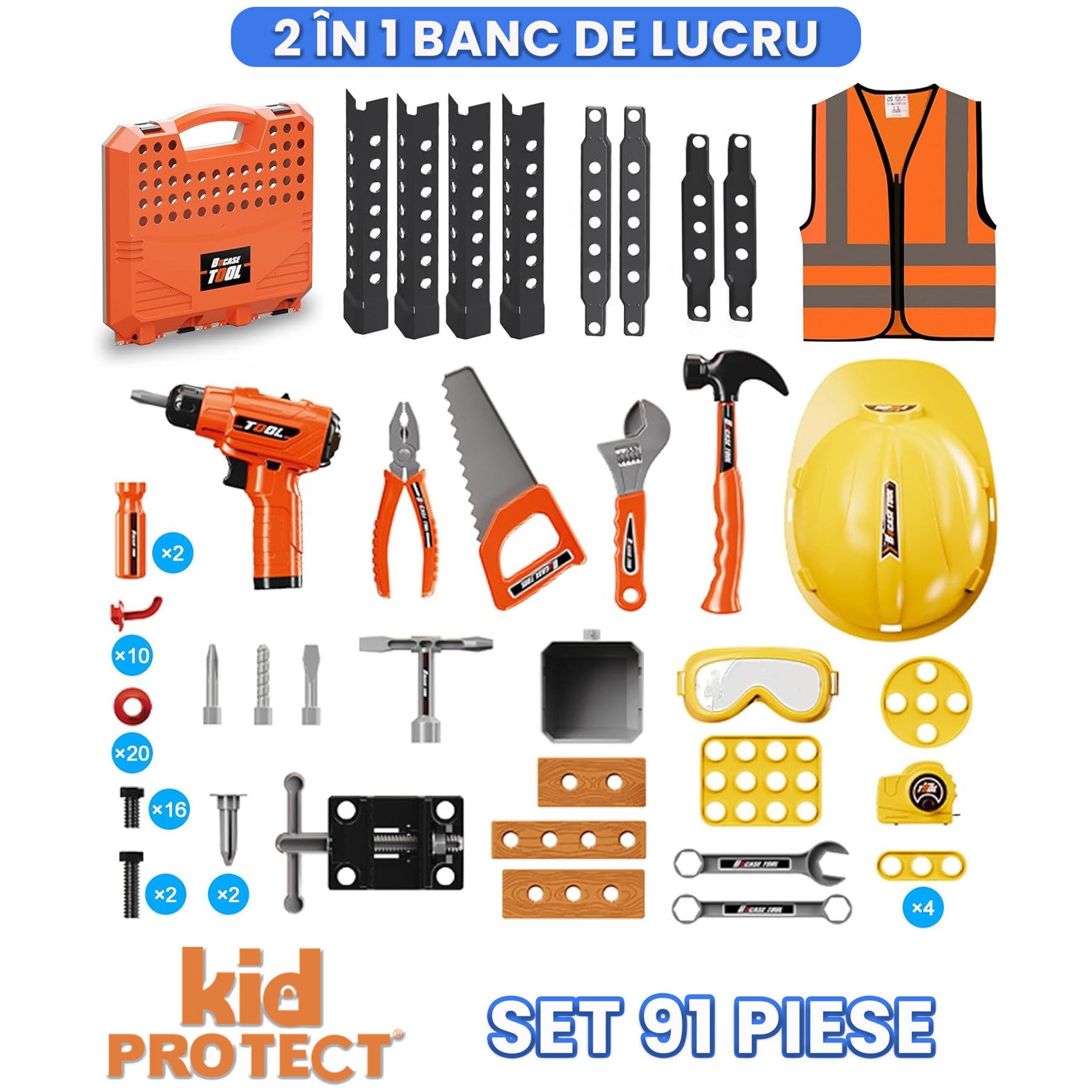 Banc de Lucru Copii 2 in 1 Kidprotect My First Toolbench