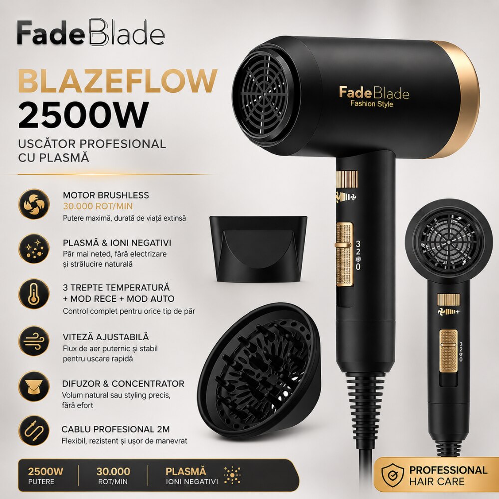Uscator de Par Profesional cu Plasma FadeBlade BlazeFlow