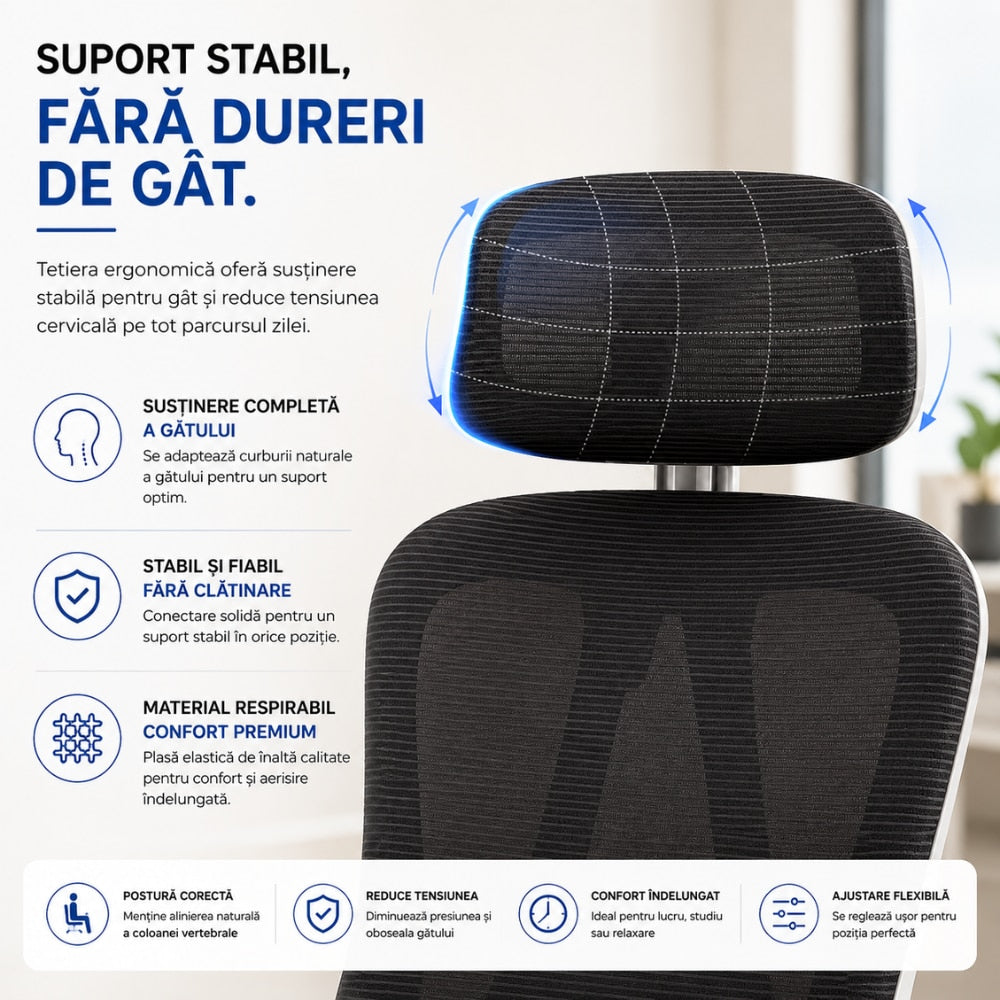 Scaun De Birou Directorial Ergonomic KD Home Ergonex, Negru
