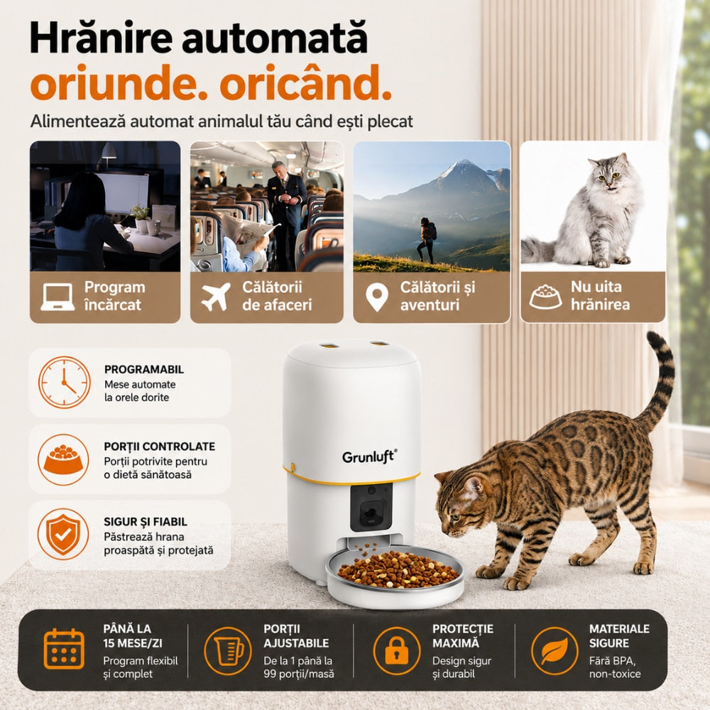 Dozator Mancare Automat Grunluft F05 WiFi