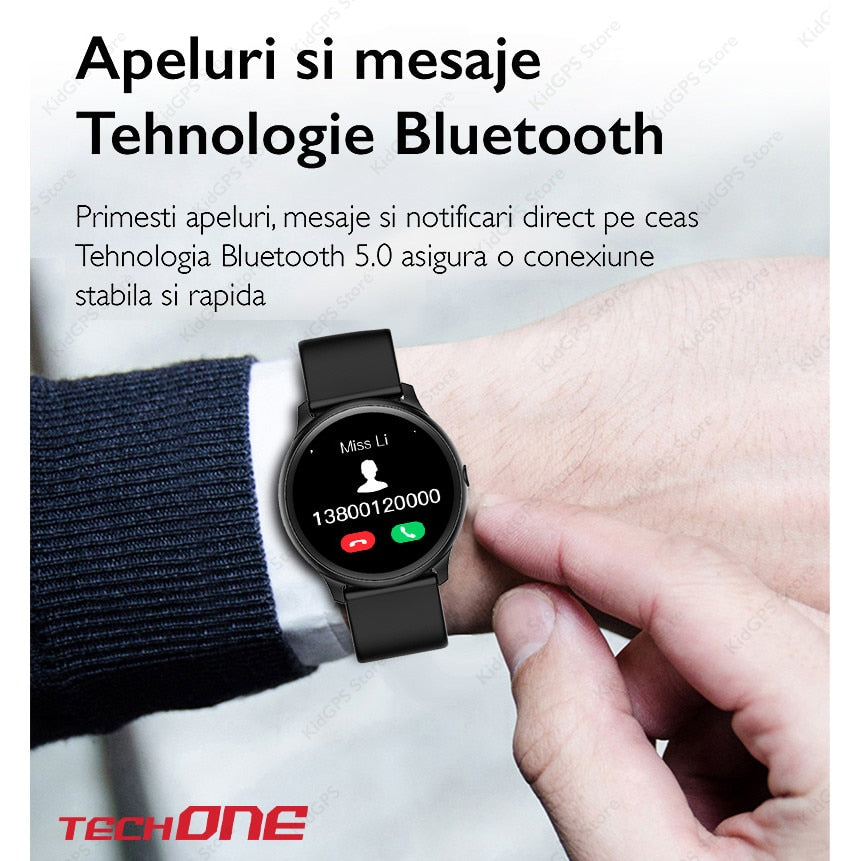 Smartwatch si bratara fitness TechONE™ KW19 Pro, Negru