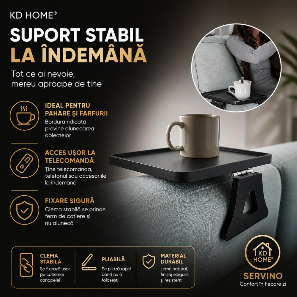 Tava Servire Canapea Lemn KD Home Servino
