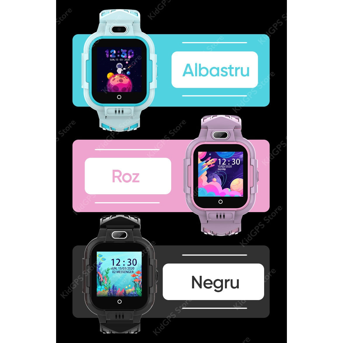 Ceas smartwatch GPS copii Techone™ KT16 4G, Negru