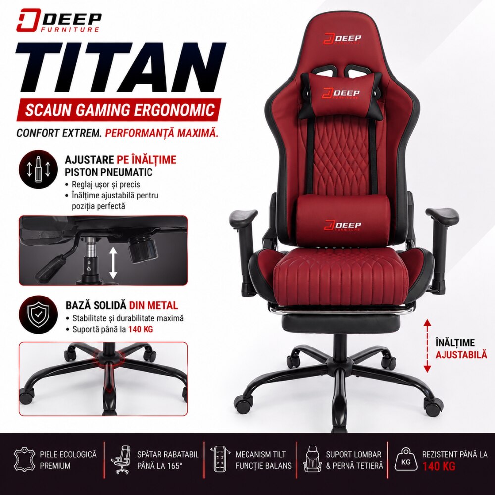 Scaun Gaming Ergonomic KD Home Deep Titan, Visiniu