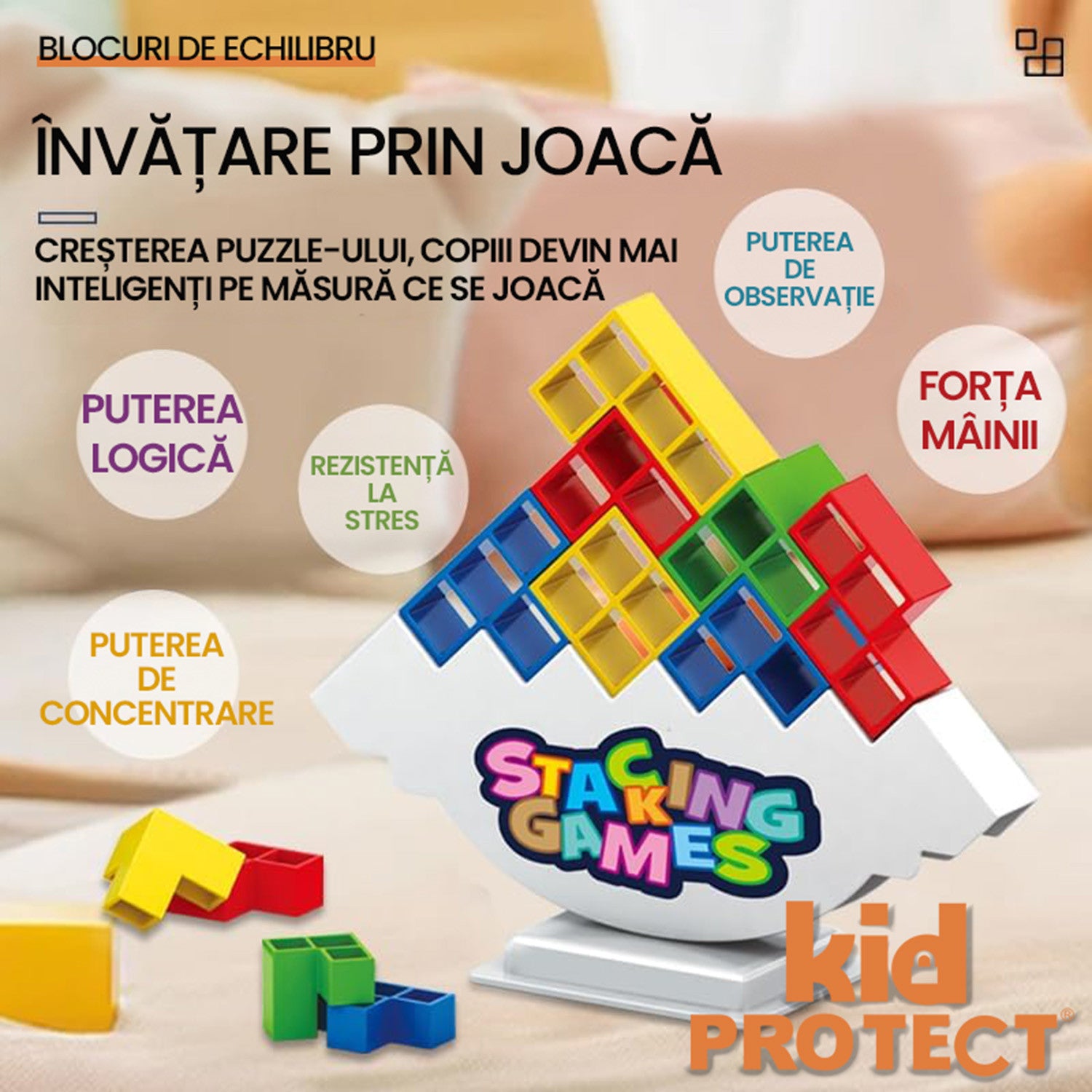 Jucarie De Echilbru Tip Joc Stivuire KidProtect Gravity Stackers