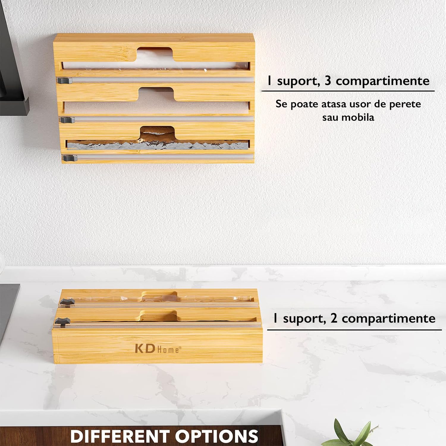 Suport Rola Hartie de Bucatarie KD Home® Stretch Master, Maro