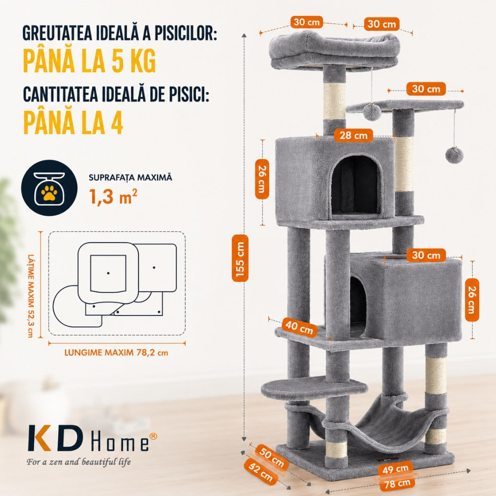 Ansamblu Joaca Pentru Pisici KD Home FelineHaven Tower