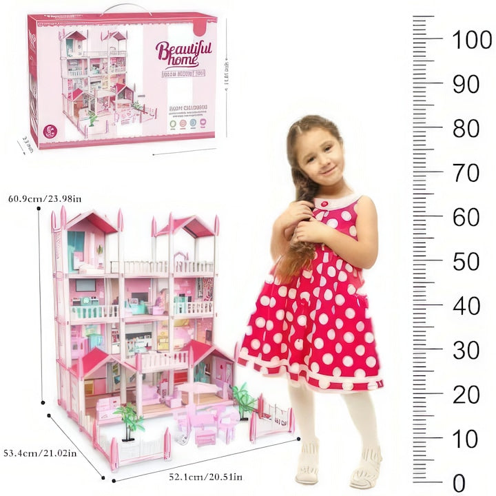 Casuta Papusi Copii Fetite Kidprotect® Tiny Doll Retreat, Roz