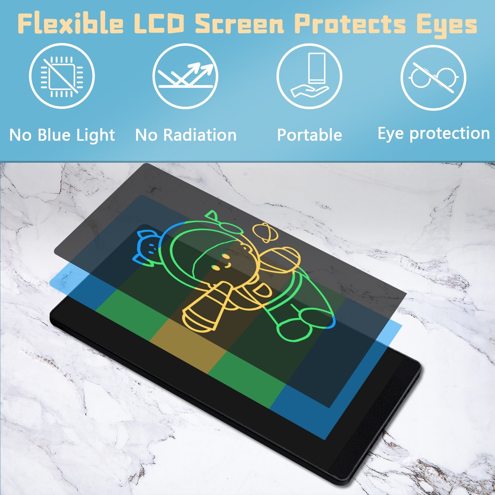 Tableta de scris si desenat color dubla Techone® 065A Mini, 6.5 inch