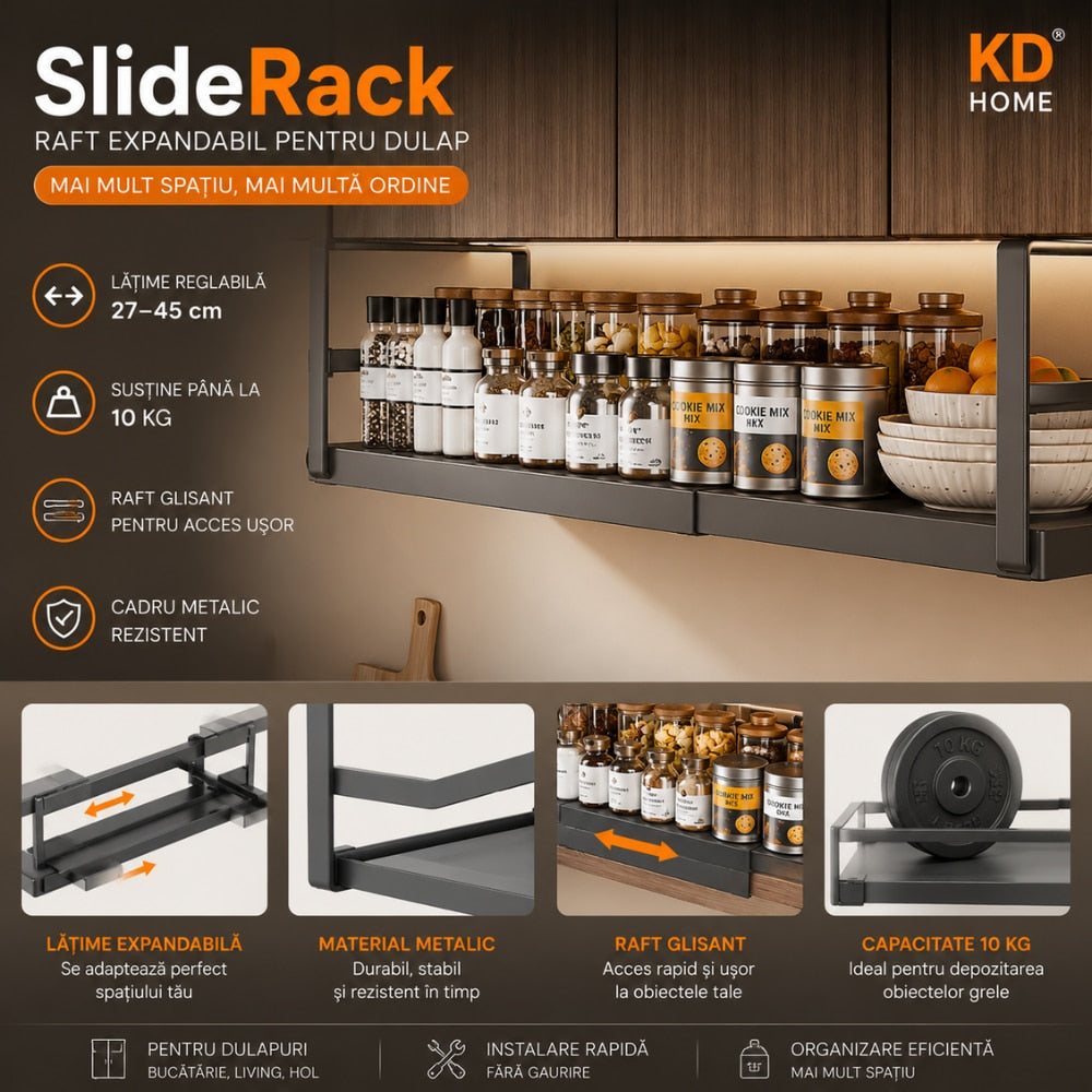 Raft Expandabil Dulap Bucatarie Metalic KD Home SlideRack