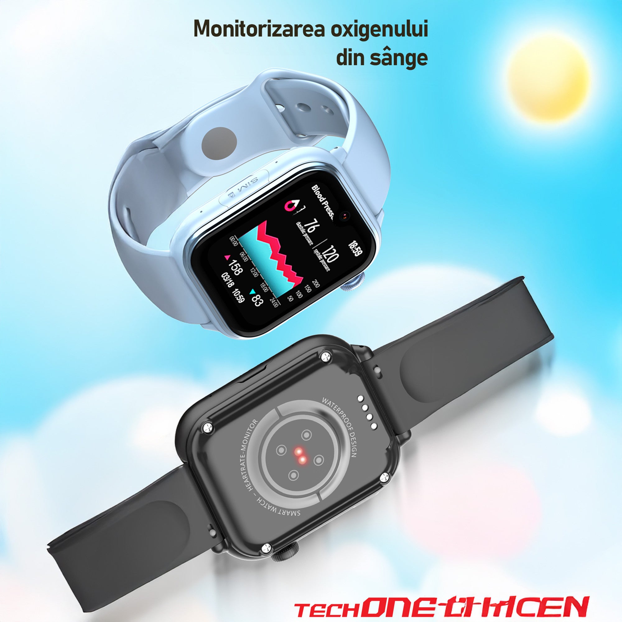 Ceas Smartwatch GPS Copii Cu Localizare Si Telefon Techone KT37, Albastru