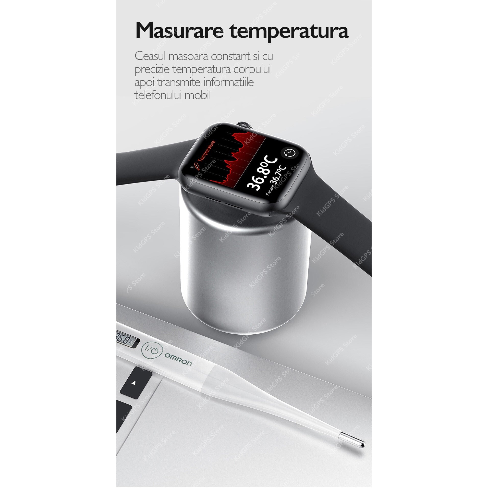 Ceas smartwatch TechONE™ W26 Pro, Negru