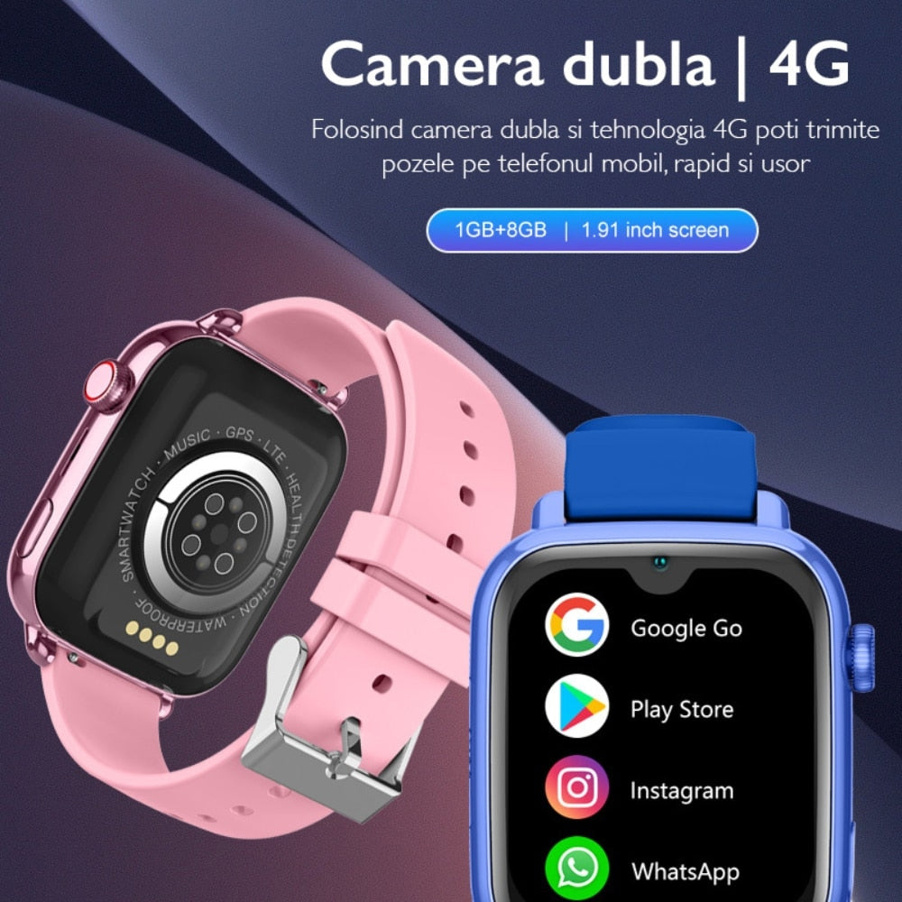 Ceas Smartwatch GPS Copii Cu Localizare Si Telefon Techone® TrackMe KT34 Pro, Negru