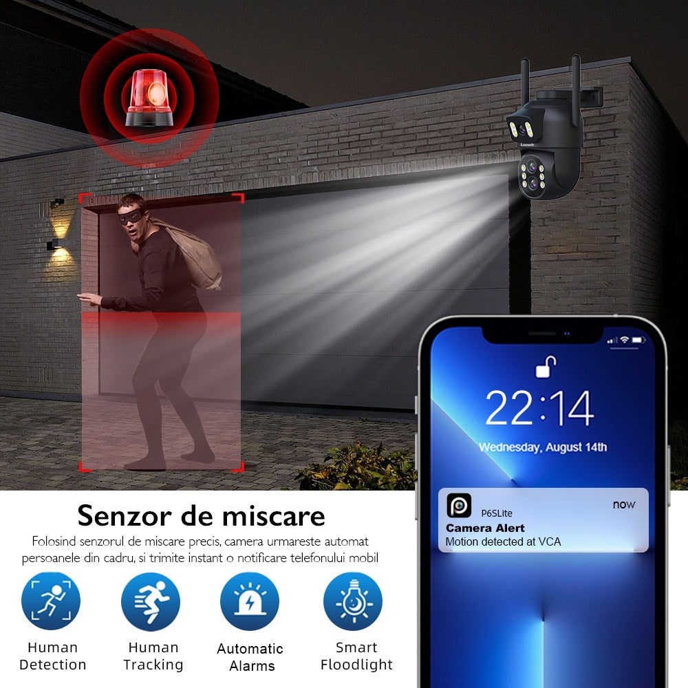 Camera De Supraveghere Video CCTV Tripla WIFI Loosafe® ZoomDuo Pro