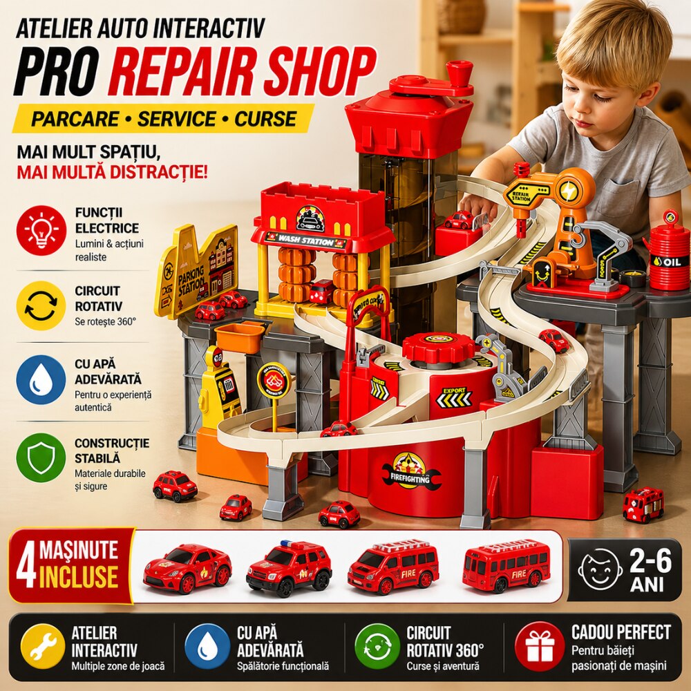 Set Jucarie Interactiva Atelier Auto Pentru Masinute KidProtect Pro Repair Shop