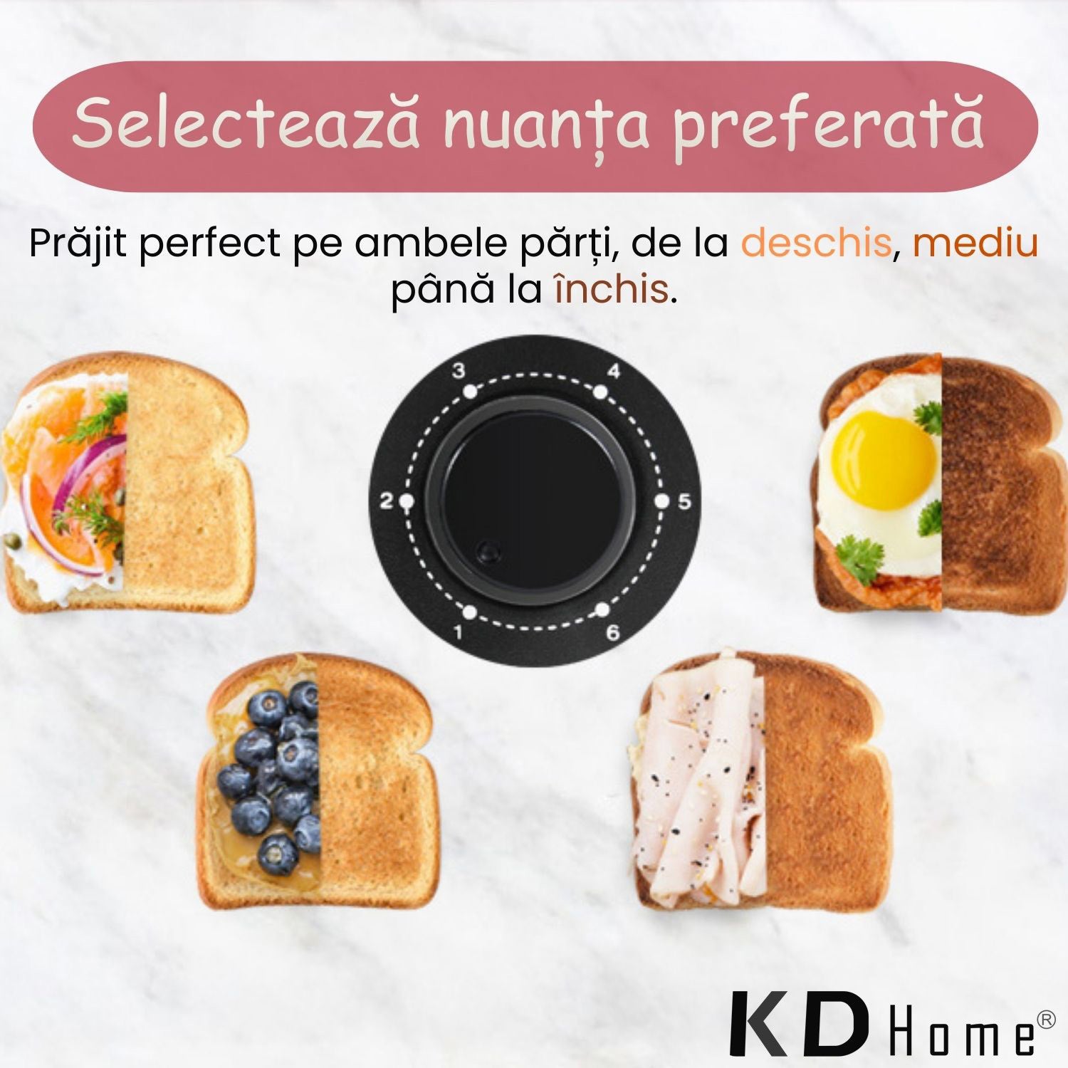 Prajitor de Paine 4 Felii Tip Toaster KD Home ToastElite Quad